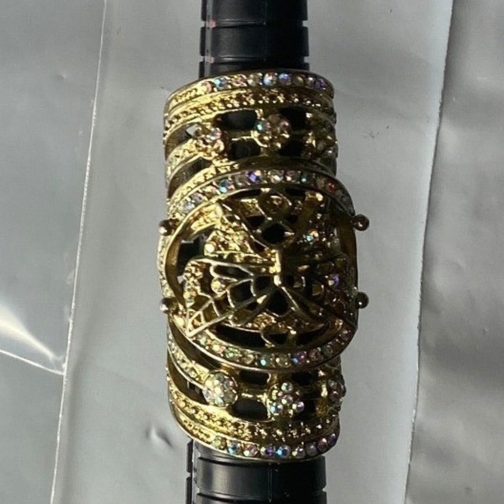 Gold Tone Rhinestone Lion Head Statement Ring Women's Fashion Jewelry Size 7.75